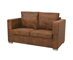 Sofa Sofos komplektas, 3d., dirbt. zomšos oda