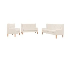 Sofa Sofos komplektas, 3vnt., audinys, kreminė balta