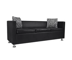 Sofa Sofos komplektas, juodas, dirbtinė oda, 3-vietis ir 2-vietis