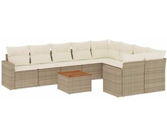 Sofa Sofos komplektas su pagalvėlėmis, 10 dalių, smėlio, poliratanas