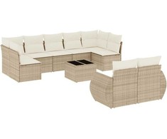 Sofa Sofos komplektas su pagalvėlėmis, 10 dalių, smėlio, poliratanas