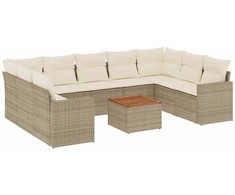 Sofa Sofos komplektas su pagalvėlėmis, 10 dalių, smėlio, poliratanas