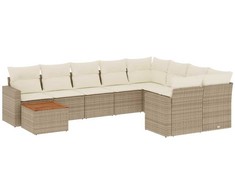 Sofa Sofos komplektas su pagalvėlėmis, 10 dalių, smėlio, poliratanas