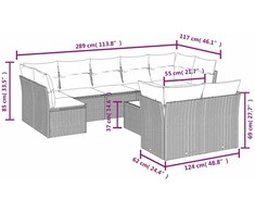 Sofa Sofos komplektas su pagalvėlėmis, 10 dalių, smėlio, poliratanas