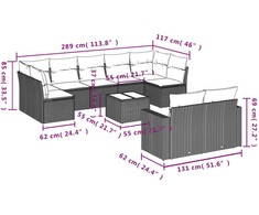 Sofa Sofos komplektas su pagalvėlėmis, 10 dalių, smėlio, poliratanas