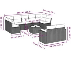 Sofa Sofos komplektas su pagalvėlėmis, 10 dalių, smėlio, poliratanas