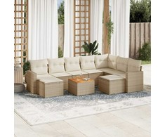 Sofos komplektas su pagalvėlėmis, 10 dalių, smėlio, poliratanas