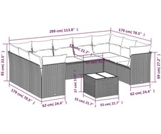 Sofa Sofos komplektas su pagalvėlėmis, 10 dalių, smėlio, poliratanas
