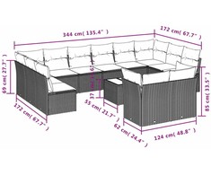 Sofa Sofos komplektas su pagalvėlėmis, 13 dalių, smėlio, poliratanas