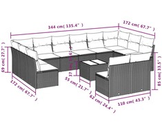 Sofa Sofos komplektas su pagalvėlėmis, 13 dalių, smėlio, poliratanas