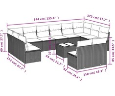 Sofa Sofos komplektas su pagalvėlėmis, 13 dalių, smėlio, poliratanas