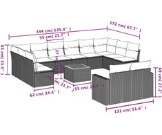 Sofa Sofos komplektas su pagalvėlėmis, 13 dalių, smėlio, poliratanas