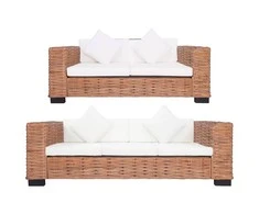 Sofa Sofos komplektas su pagalvėlėmis, 2d., natūr. spalvos, ratanas
