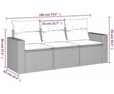 Sofa Sofos komplektas su pagalvėlėmis, 3 dalių, pilkas, poliratanas