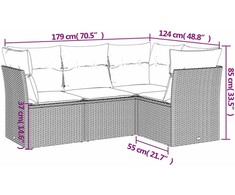Sofa Sofos komplektas su pagalvėlėmis, 4 dalių, pilkas, poliratanas