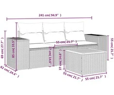 Sofa Sofos komplektas su pagalvėlėmis, 4 dalių, smėlio, poliratanas