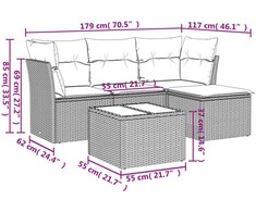 Sofa Sofos komplektas su pagalvėlėmis, 5 dalių, smėlio, poliratanas