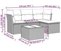 Sofa Sofos komplektas su pagalvėlėmis, 5 dalių, smėlio, poliratanas