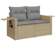 Sofa Sofos komplektas su pagalvėlėmis, 5 dalių, smėlio, poliratanas