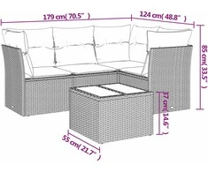 Sofa Sofos komplektas su pagalvėlėmis, 5 dalių, smėlio, poliratanas