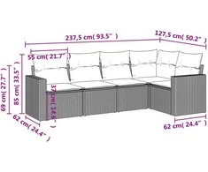 Sofa Sofos komplektas su pagalvėlėmis, 5 dalių, smėlio, poliratanas