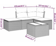 Sofa Sofos komplektas su pagalvėlėmis, 5 dalių, smėlio, poliratanas