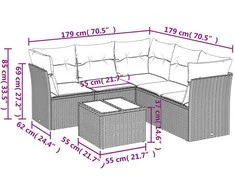 Sofa Sofos komplektas su pagalvėlėmis, 6 dalių, smėlio, poliratanas