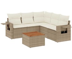Sofa Sofos komplektas su pagalvėlėmis, 6 dalių, smėlio, poliratanas