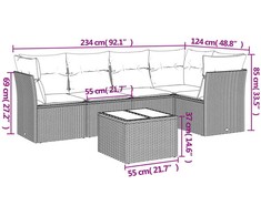 Sofa Sofos komplektas su pagalvėlėmis, 6 dalių, smėlio, poliratanas