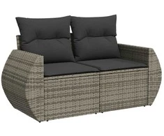 Sofa Sofos komplektas su pagalvėlėmis, 6 dalių, pilkas, poliratanas