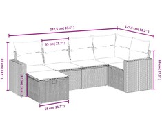 Sofa Sofos komplektas su pagalvėlėmis, 6 dalių, smėlio, poliratanas