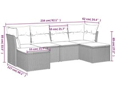 Sofa Sofos komplektas su pagalvėlėmis, 6 dalių, smėlio, poliratanas
