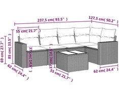 Sofa Sofos komplektas su pagalvėlėmis, 6 dalių, smėlio, poliratanas