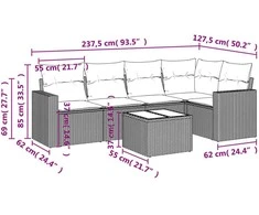 Sofa Sofos komplektas su pagalvėlėmis, 6 dalių, smėlio, poliratanas