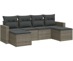 Sofa Sofos komplektas su pagalvėlėmis, 6 dalių, pilkas, poliratanas