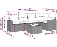 Sofa Sofos komplektas su pagalvėlėmis, 6 dalių, smėlio, poliratanas