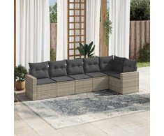 Sofa Sofos komplektas su pagalvėlėmis, 6 dalių, pilkas, poliratanas