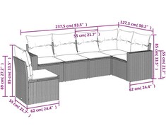 Sofa Sofos komplektas su pagalvėlėmis, 6 dalių, smėlio, poliratanas