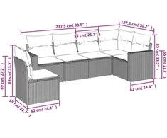 Sofa Sofos komplektas su pagalvėlėmis, 6 dalių, smėlio, poliratanas