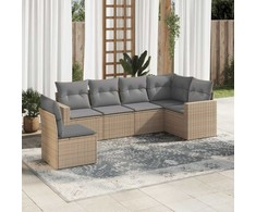 Sofa Sofos komplektas su pagalvėlėmis, 6 dalių, smėlio, poliratanas