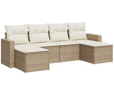 Sofa Sofos komplektas su pagalvėlėmis, 6 dalių, smėlio, poliratanas