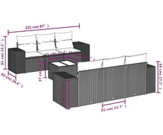 Sofa Sofos komplektas su pagalvėlėmis, 7 dalių, smėlio, poliratanas