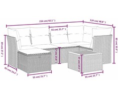 Sofa Sofos komplektas su pagalvėlėmis, 7 dalių, pilkas, poliratanas