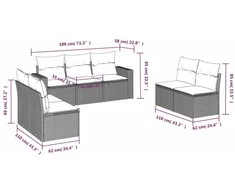 Sofa Sofos komplektas su pagalvėlėmis, 7 dalių, smėlio, poliratanas