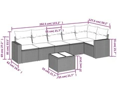 Sofa Sofos komplektas su pagalvėlėmis, 7 dalių, smėlio, poliratanas