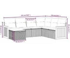 Sofa Sofos komplektas su pagalvėlėmis, 7 dalių, smėlio, poliratanas