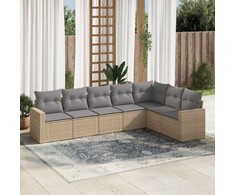 Sofa Sofos komplektas su pagalvėlėmis, 7 dalių, smėlio, poliratanas