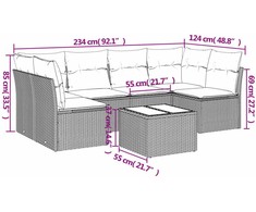 Sofa Sofos komplektas su pagalvėlėmis, 7 dalių, smėlio, poliratanas