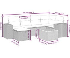 Sofa Sofos komplektas su pagalvėlėmis, 7 dalių, smėlio, poliratanas