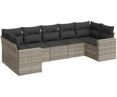 Sofa Sofos komplektas su pagalvėlėmis, 7 dalių, pilkas, poliratanas
